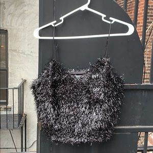 Black Tinsel Cropped Top